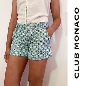 Club Monaco Blue Embroidered Print Shorts